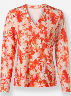 Shirts|heine Druck-Shirt orange-ecru-bedruckt
