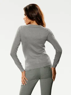 Strickjacken|heine Feinstrickjacke im Cardigan-Style grau-melange