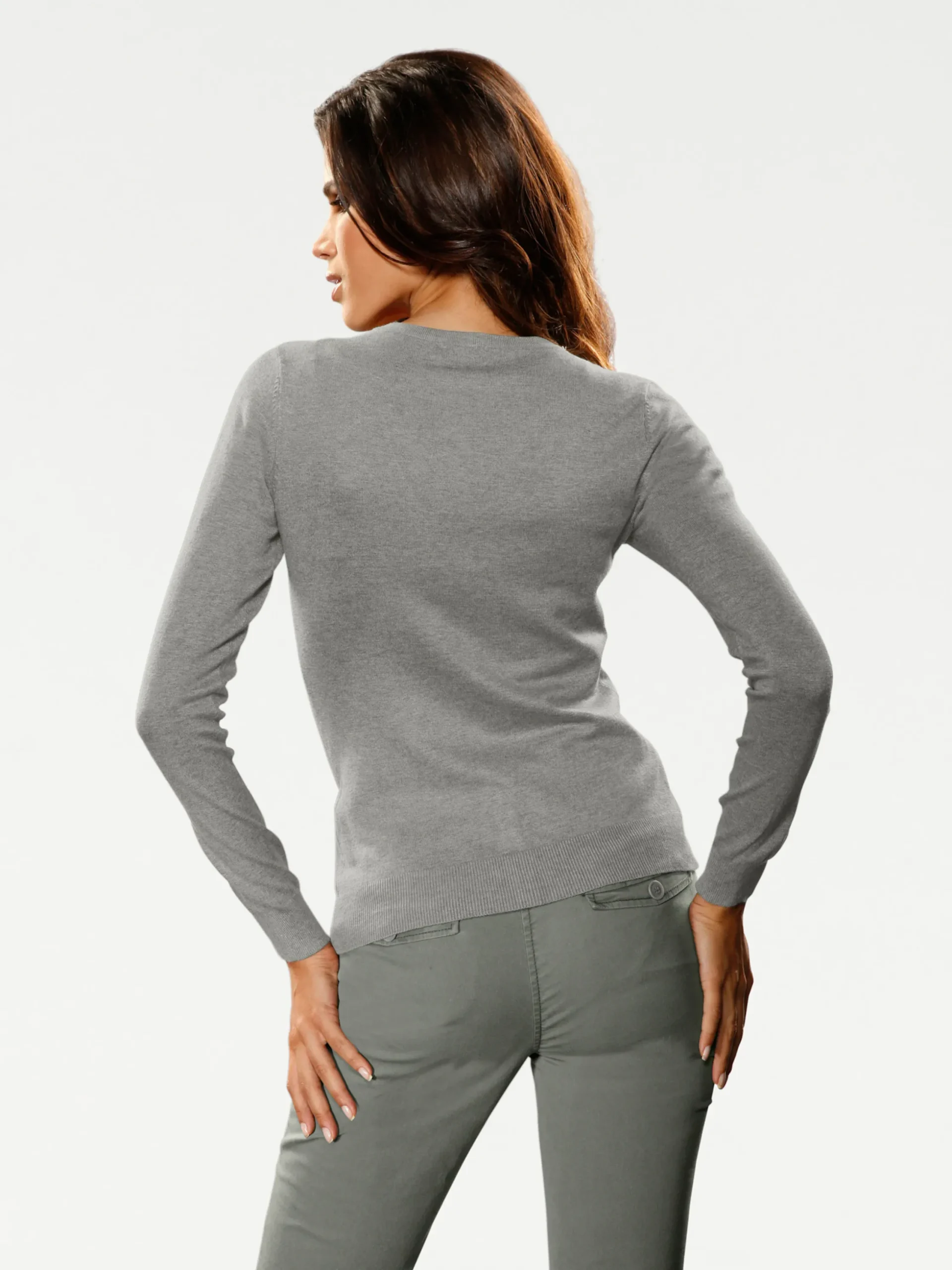 Strickjacken|heine Feinstrickjacke im Cardigan-Style grau-melange