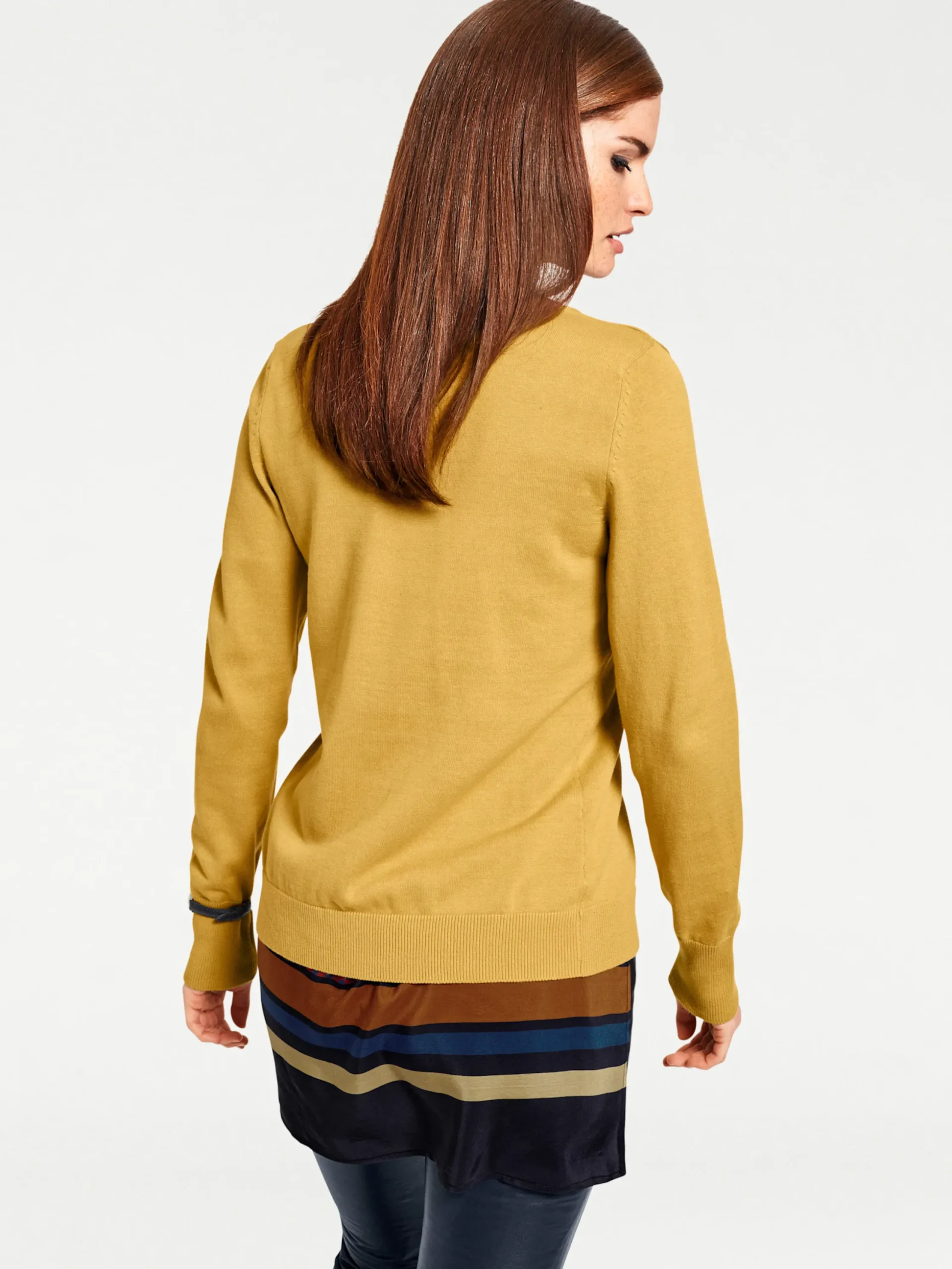 Strandmode|heine Feinstrickjacke im Cardigan-Style senfgelb