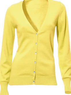 Strandmode|heine Feinstrickjacke im Cardigan-Style gelb