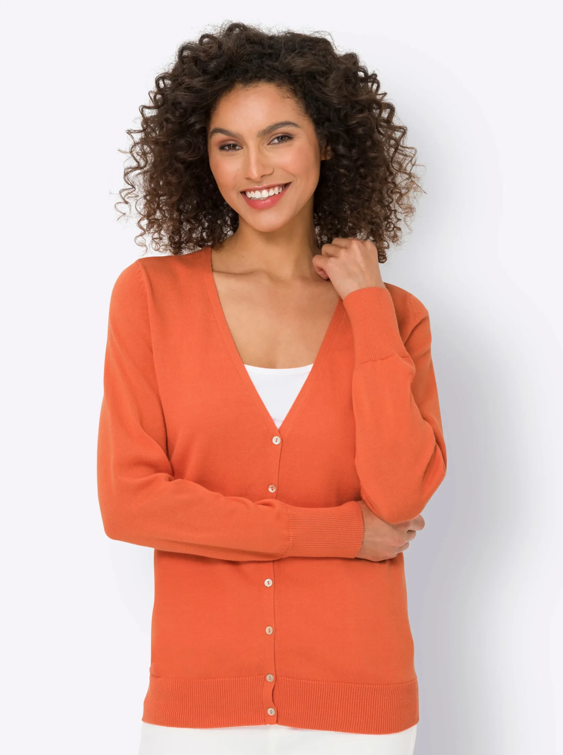 Strickjacken|heine Feinstrickjacke im Cardigan-Style orange