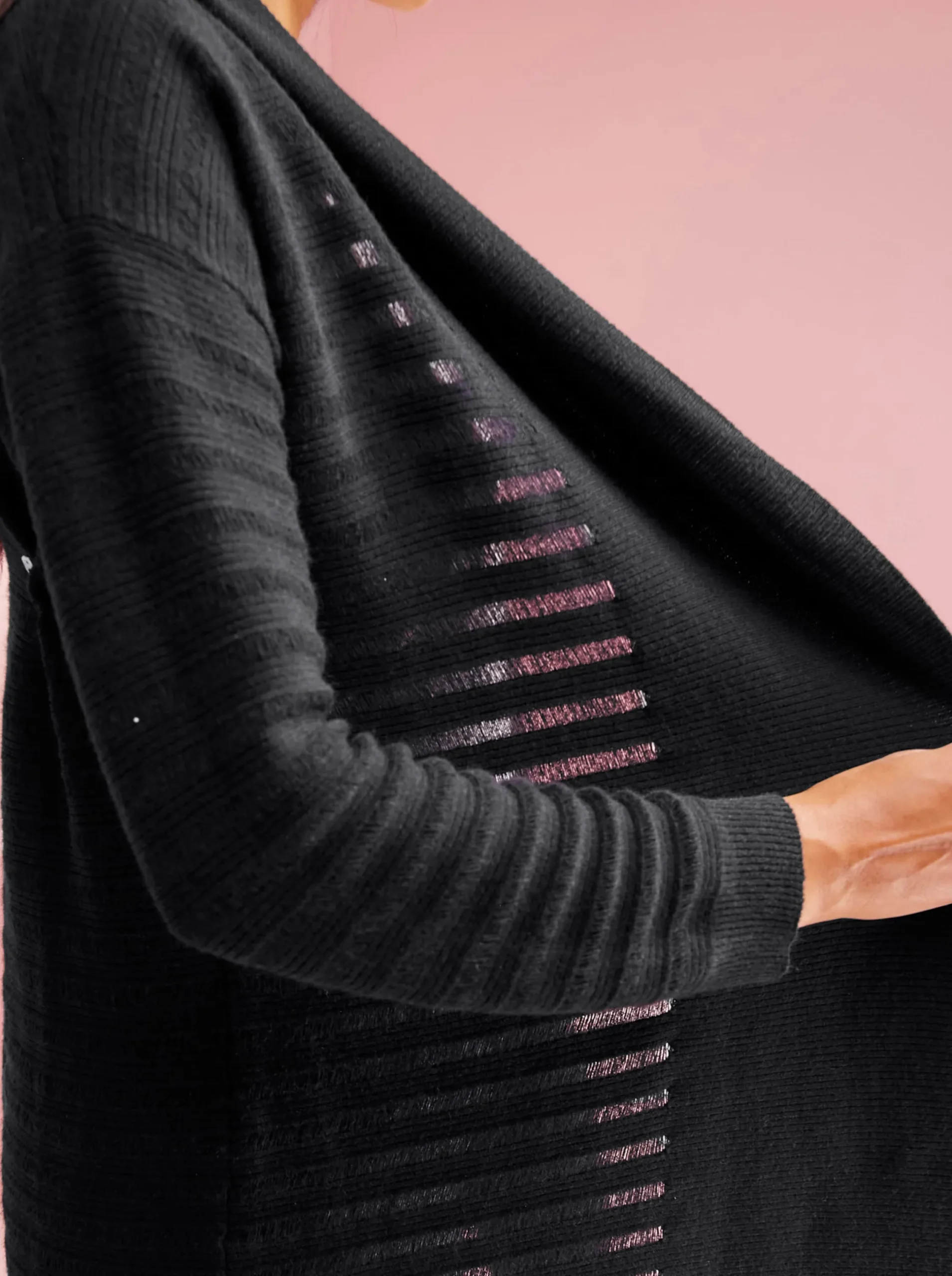 Strickjacken|heine Feinstrickjacke in offener Form schwarz