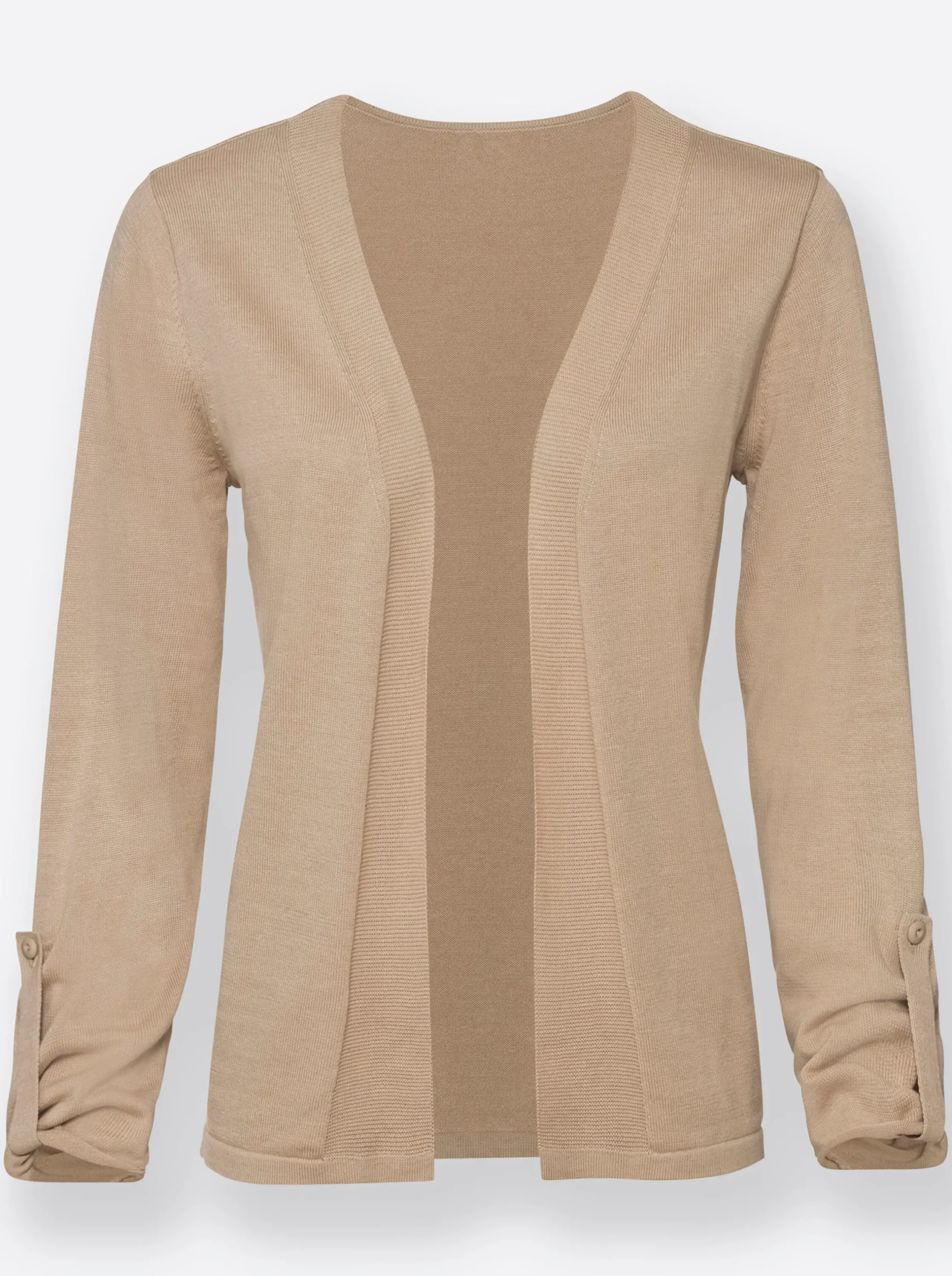 Strickjacken| Feinstrickjacke mit regulierbarer Ärmellänge beige