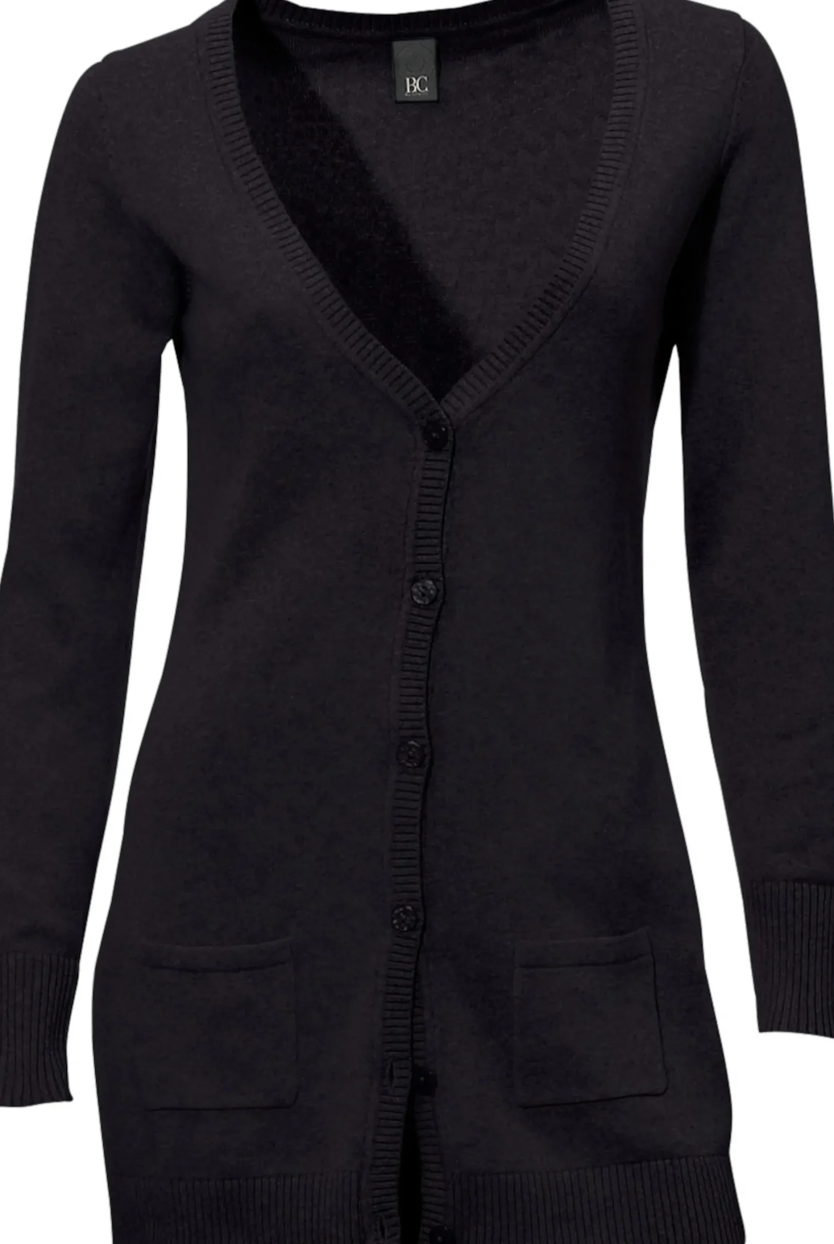 Strickjacken|heine Feinstrickjacke mit Taschen schwarz