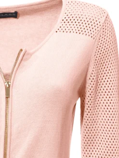 Strickjacken|heine Feinstrickjacke mit 2-Wege-Reißverschluss rosa