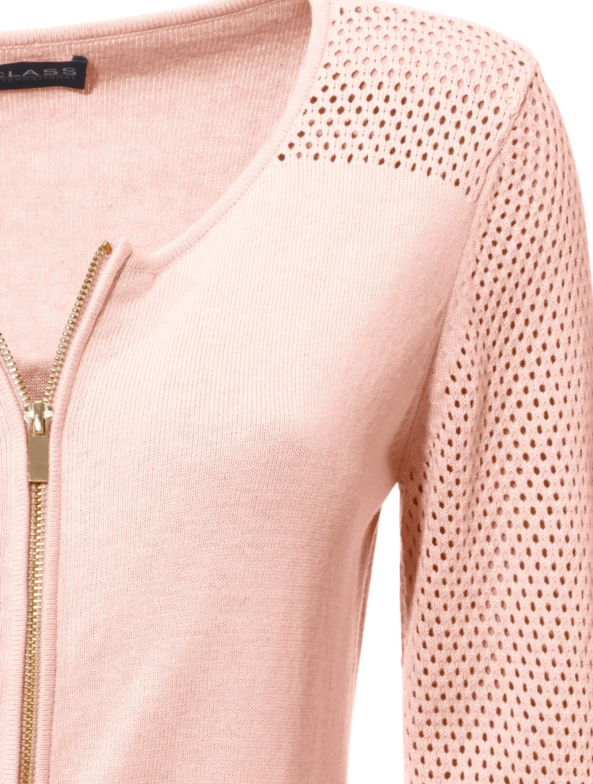 Strickjacken|heine Feinstrickjacke mit 2-Wege-Reißverschluss rosa
