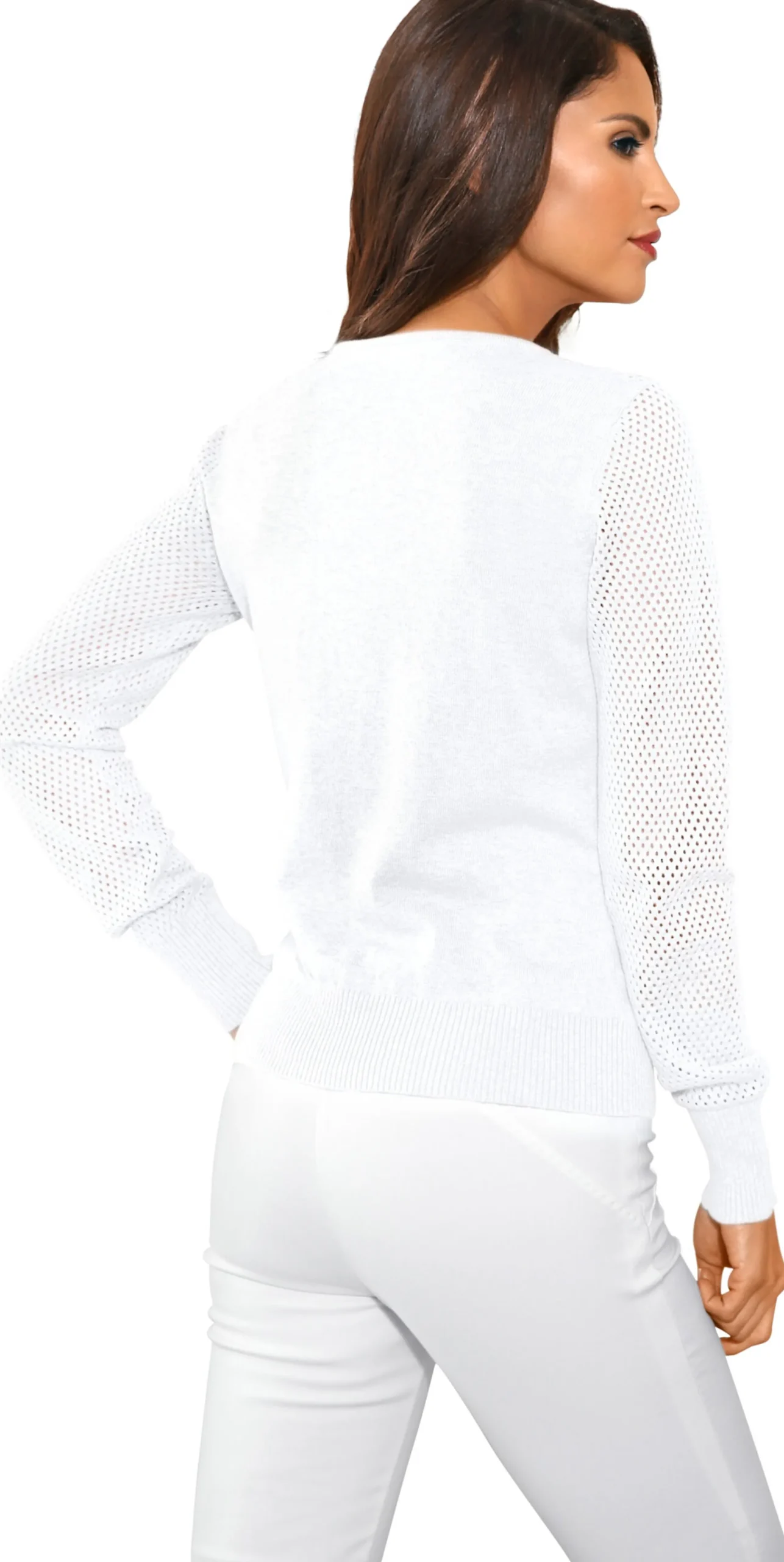 Strickjacken|heine Feinstrickjacke mit 2-Wege-Reißverschluss weiß