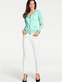 Strickjacken|heine Feinstrickjacke mit 2-Wege-Reißverschluss mint