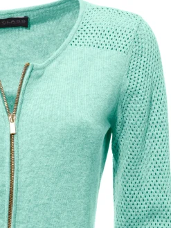 Strickjacken|heine Feinstrickjacke mit 2-Wege-Reißverschluss mint