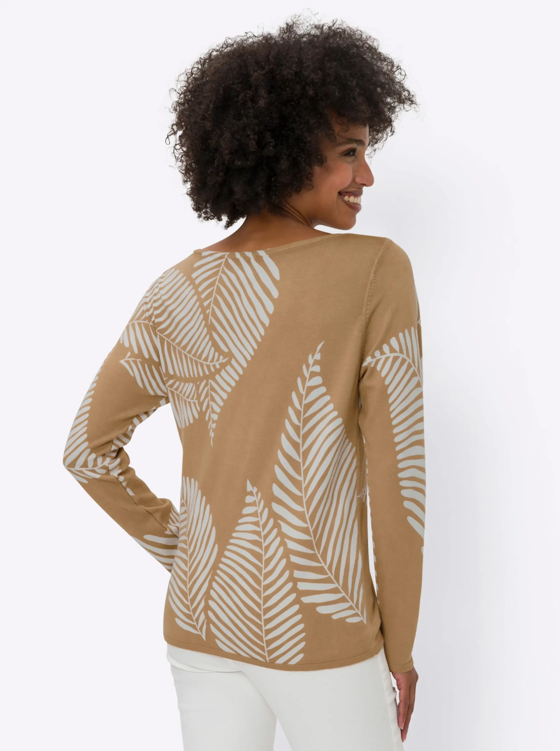 Pullover|heine Feinstrickpullover camel-ecru-gemustert