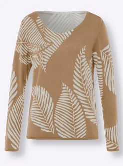 Pullover|heine Feinstrickpullover camel-ecru-gemustert