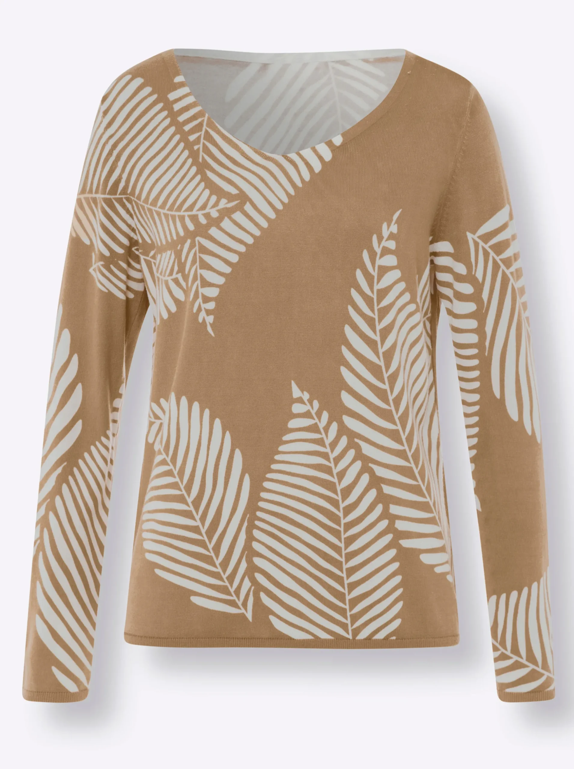Pullover|heine Feinstrickpullover camel-ecru-gemustert