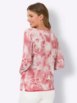 Pullover|heine Feinstrickpullover flamingo-hellrosé-bedruckt