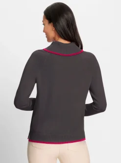 Pullover|heine Feinstrickpullover anthrazit-pink