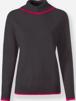 Pullover|heine Feinstrickpullover anthrazit-pink