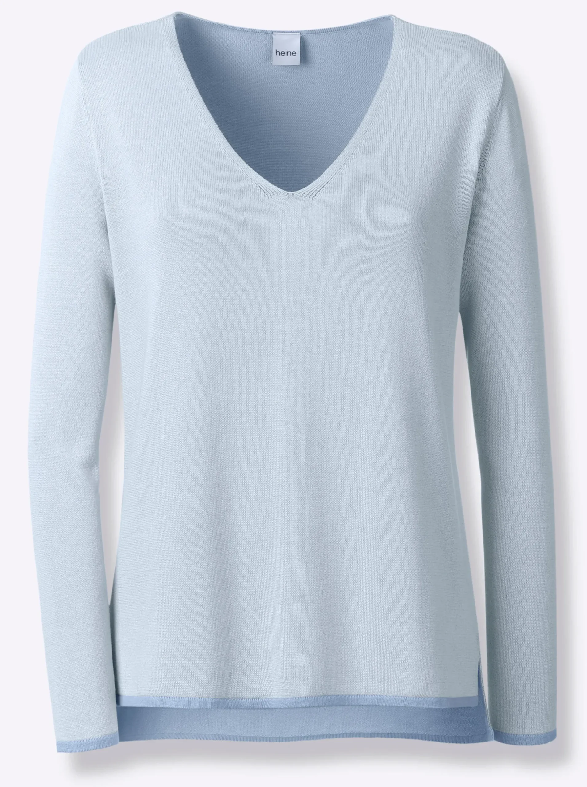Pullover|heine Feinstrickpullover , hinten länger hellblau-bleu-gemustert