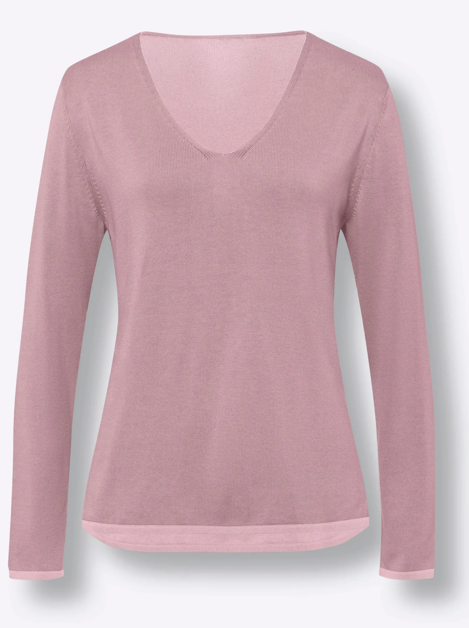 Pullover|heine Feinstrickpullover , hinten länger mauve-hellrosé-gemustert