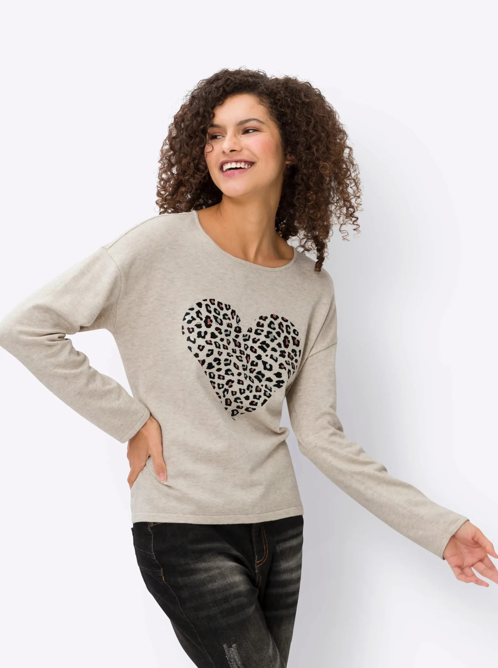 Pullover|heine Feinstrickpullover aus Melangegarn sand-meliert