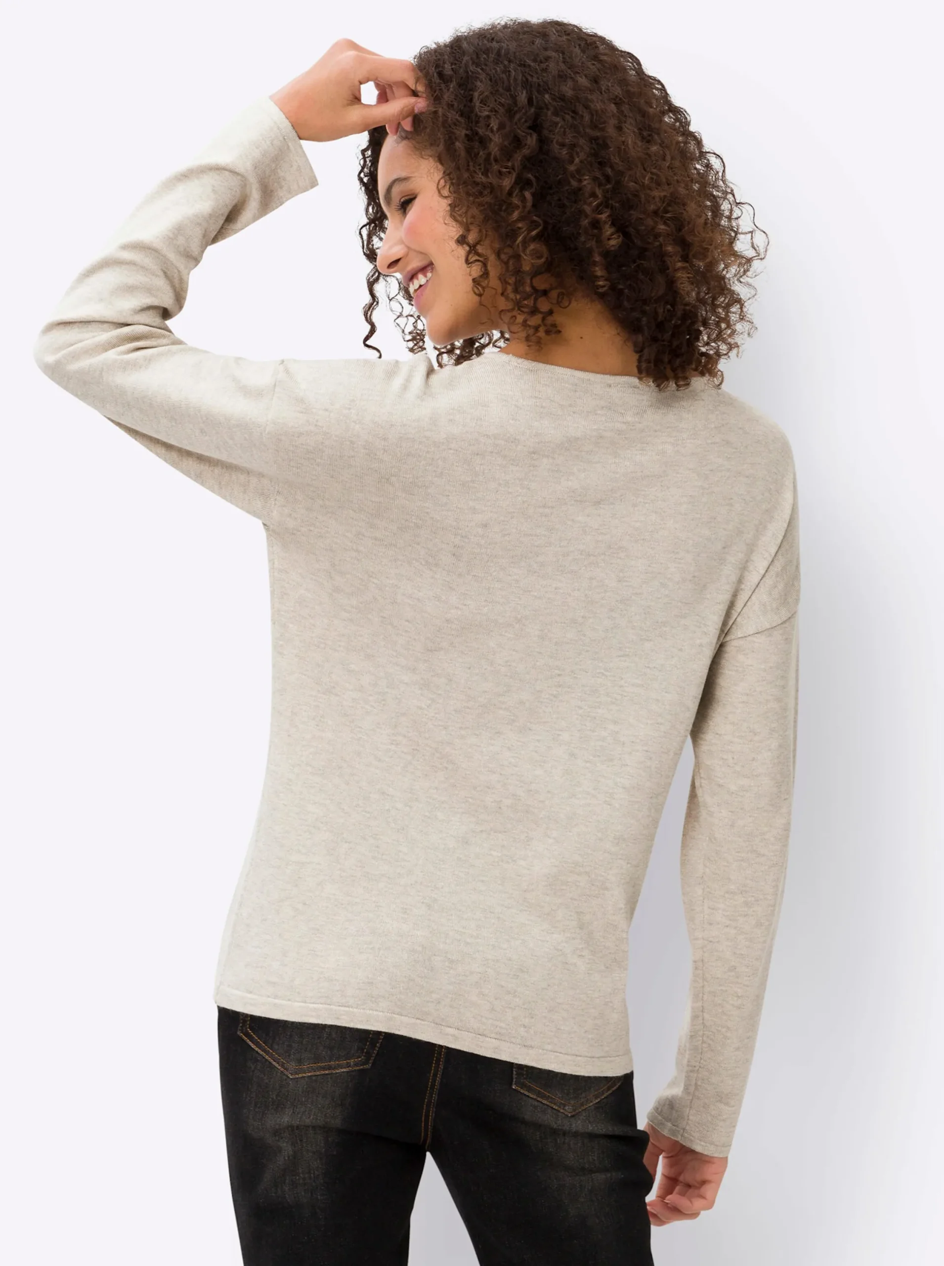 Pullover|heine Feinstrickpullover aus Melangegarn sand-meliert