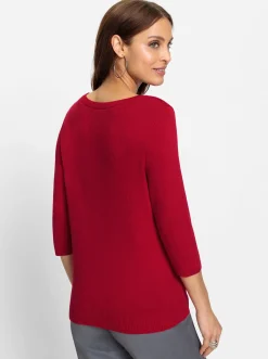 Pullover| Feinstrickpullover mit Cut-outs rot
