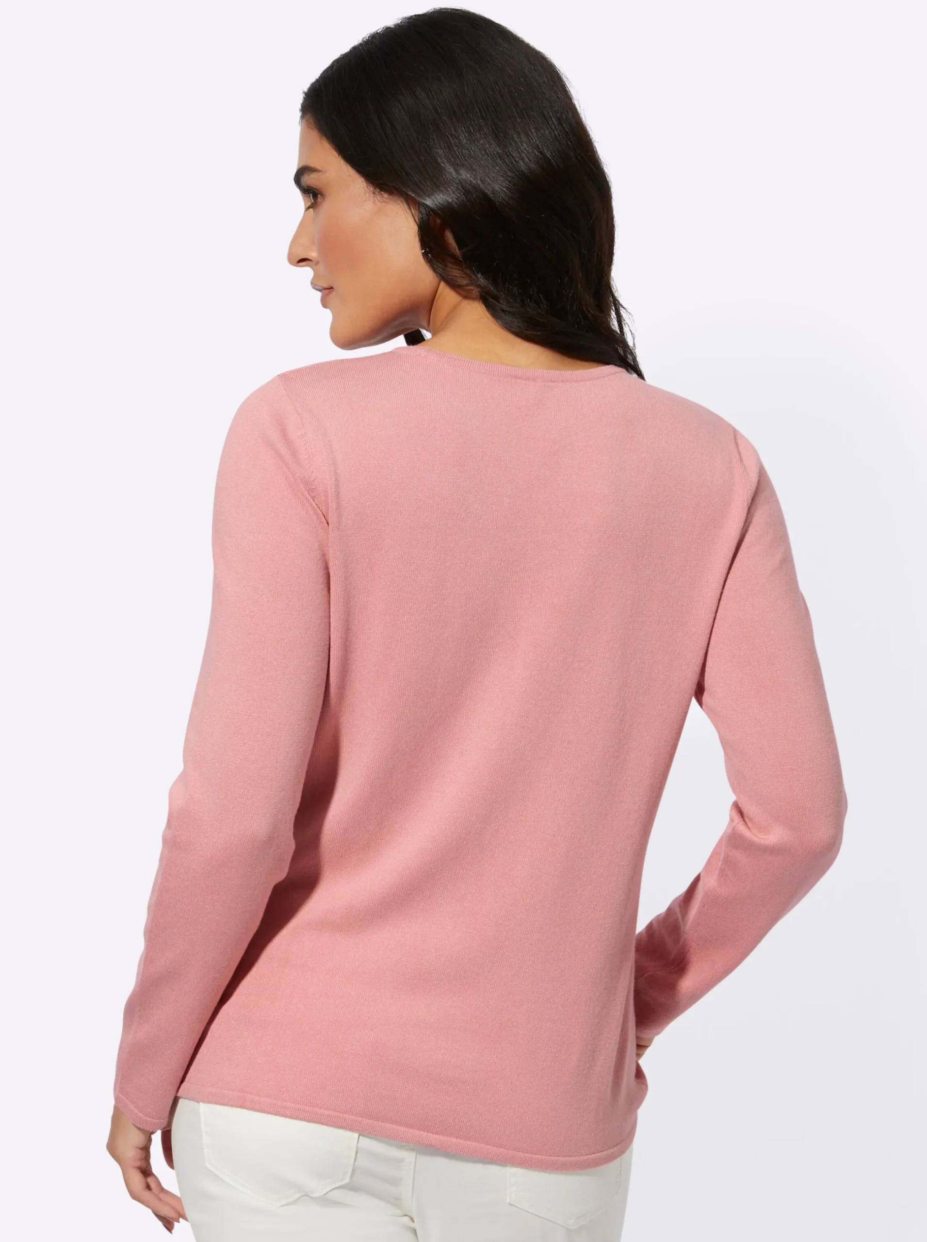 Pullover| Feinstrickpullover mit Cut-out rosenquarz