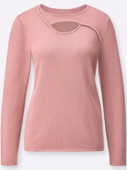 Pullover| Feinstrickpullover mit Cut-out rosenquarz