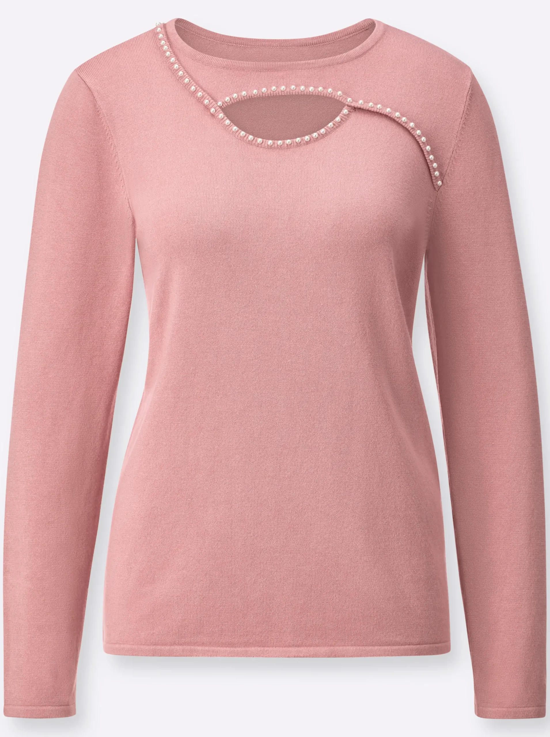 Pullover| Feinstrickpullover mit Cut-out rosenquarz
