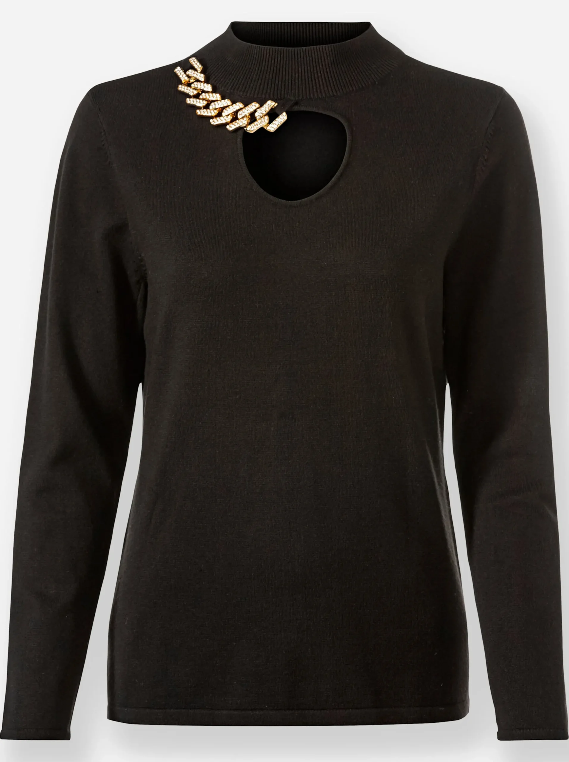 Pullover|heine Feinstrickpullover mit Ketten-Detail schwarz