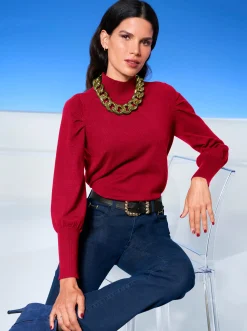 Pullover|heine Feinstrickpullover mit langen Ballonärmeln rot