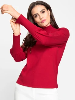 Pullover|heine Feinstrickpullover mit langen Ballonärmeln rot