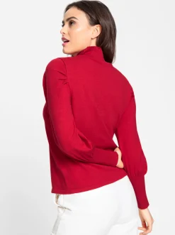 Pullover|heine Feinstrickpullover mit langen Ballonärmeln rot