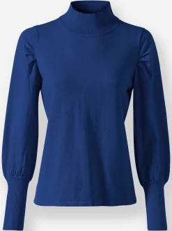 Pullover|heine Feinstrickpullover mit langen Ballonärmeln royalblau