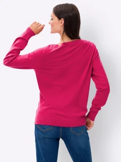 Pullover|heine Feinstrickpullover mit Muster in 3D-Optik pink
