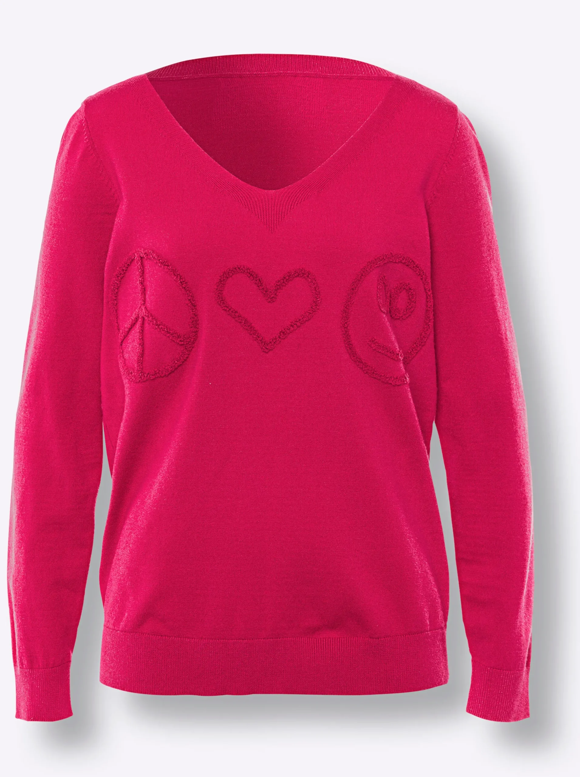 Pullover|heine Feinstrickpullover mit Muster in 3D-Optik pink