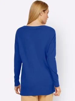 Pullover|heine Feinstrickpullover mit Schriftzug royalblau