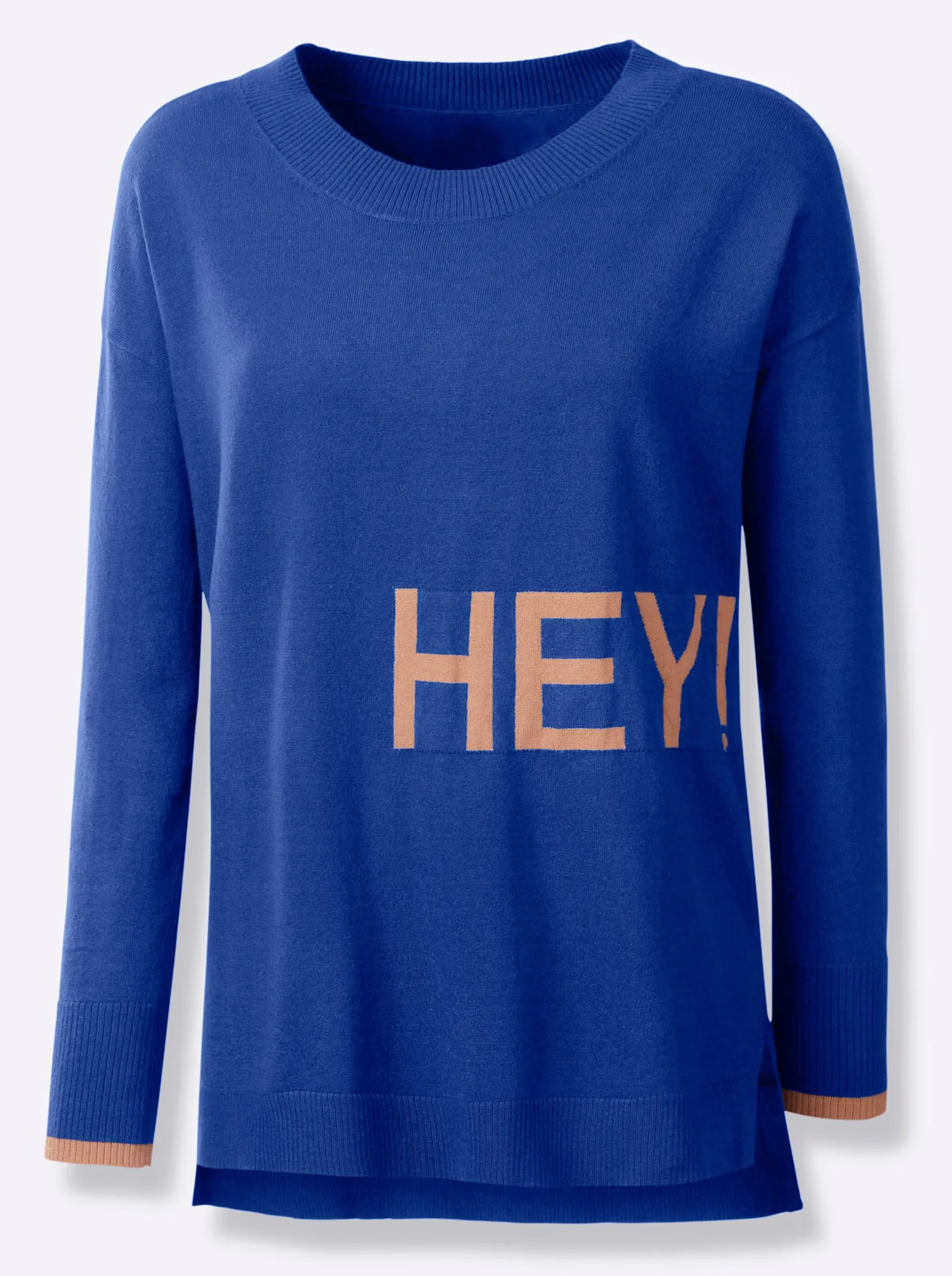 Pullover|heine Feinstrickpullover mit Schriftzug royalblau