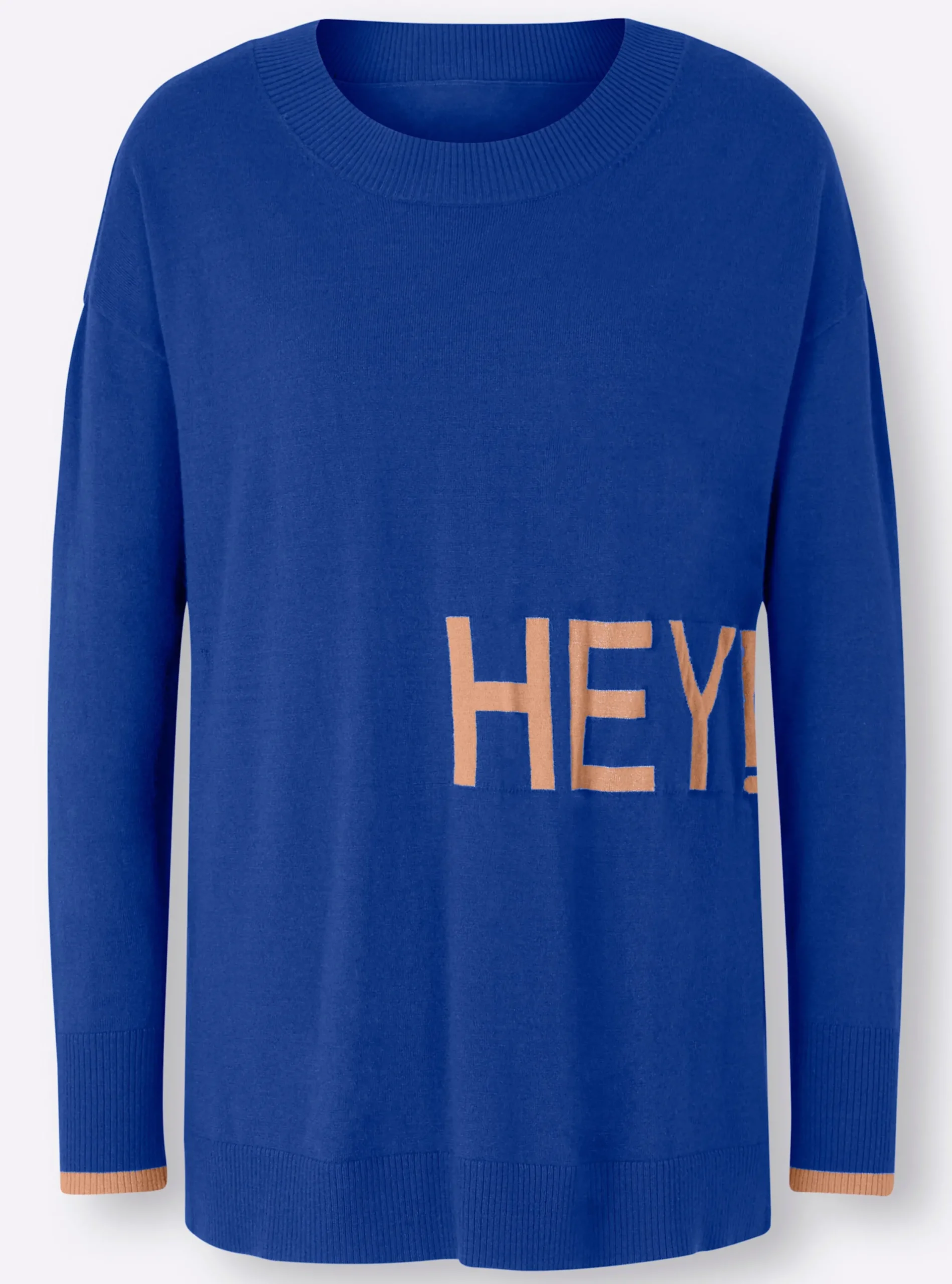 Pullover|heine Feinstrickpullover mit Schriftzug royalblau