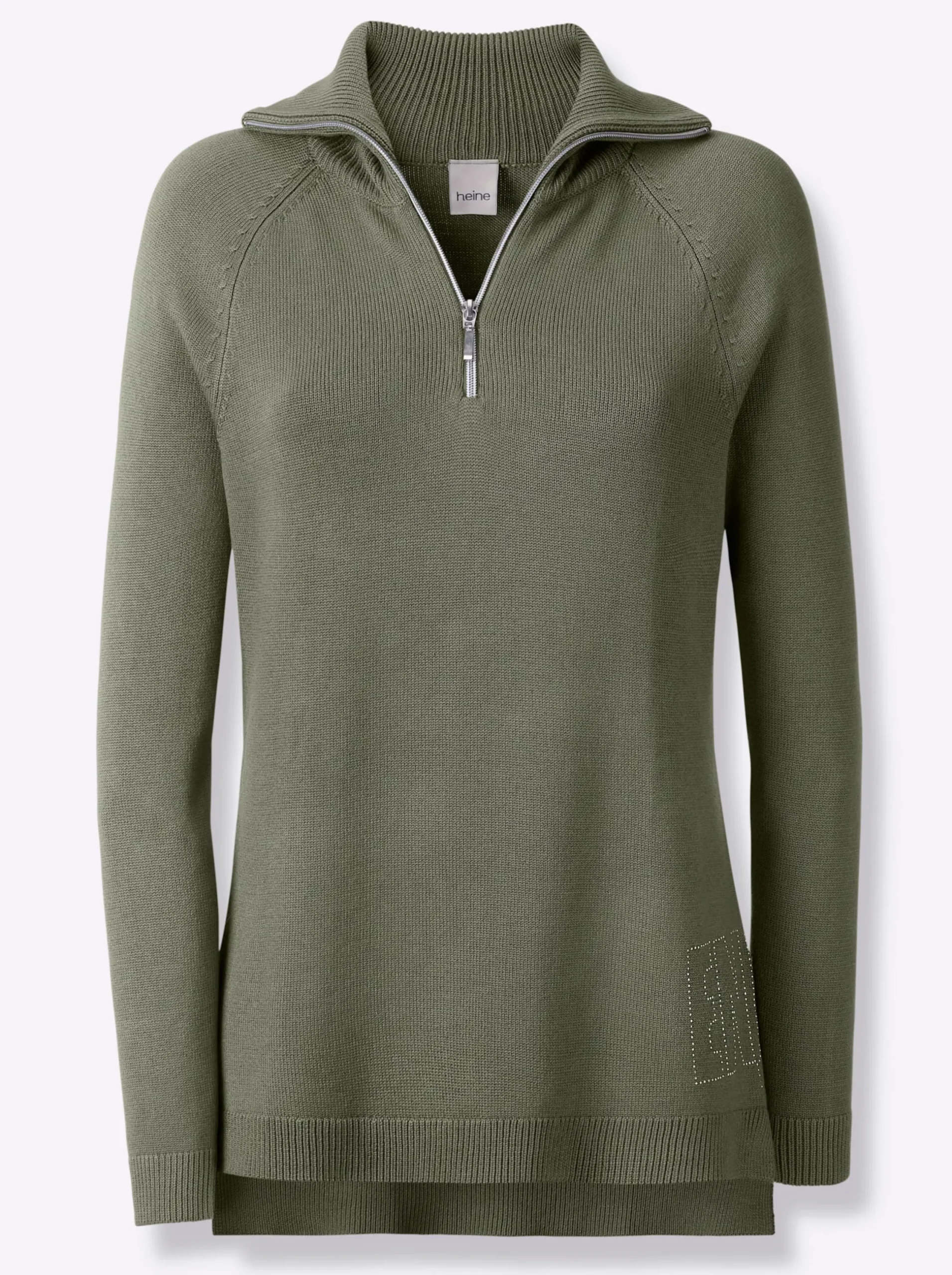 Pullover|heine Feinstrickpullover mit Troyerkragen khaki