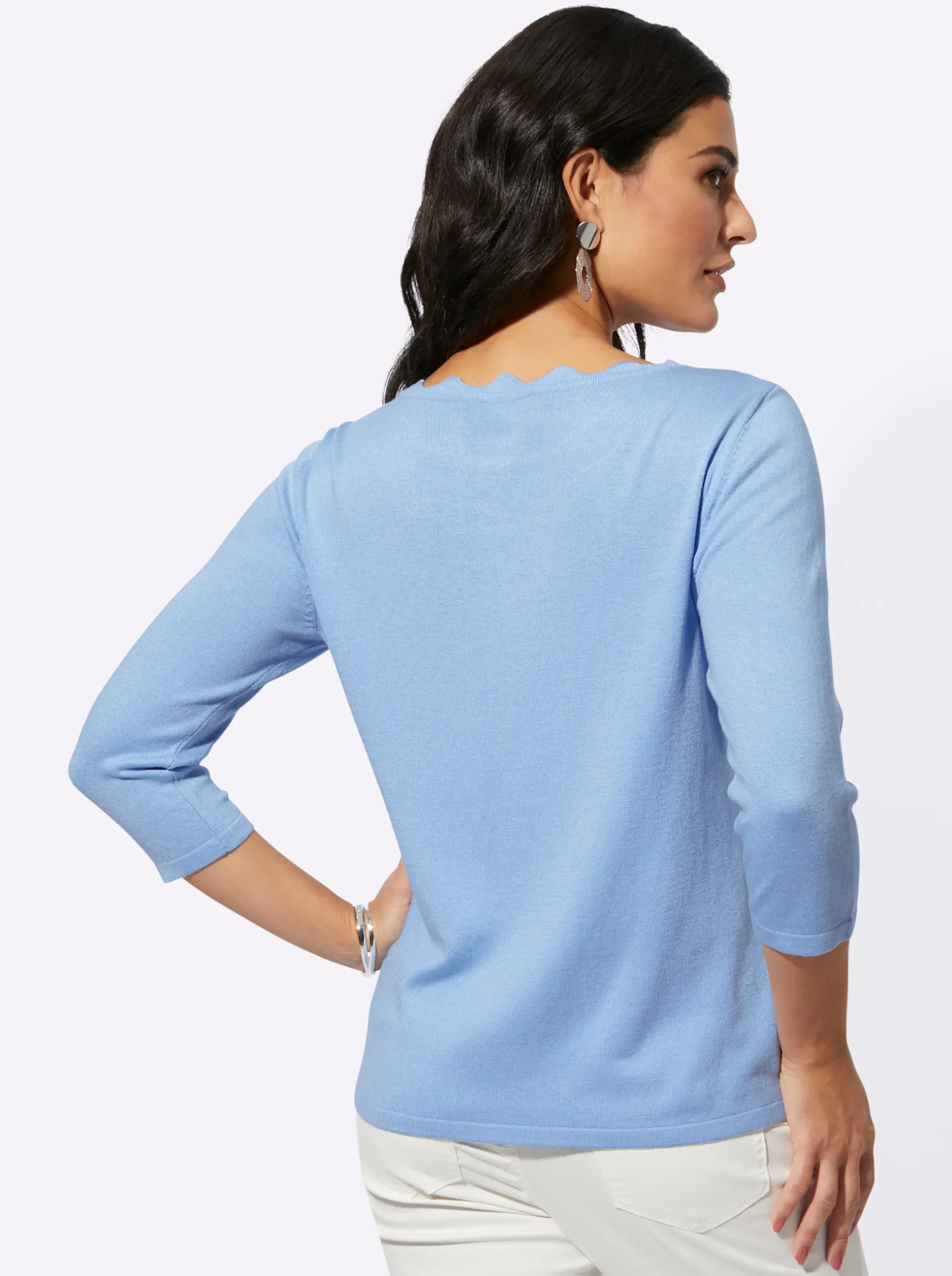 Pullover| Feinstrickpullover mit Viskose in ECOVERO-Qualität eisblau