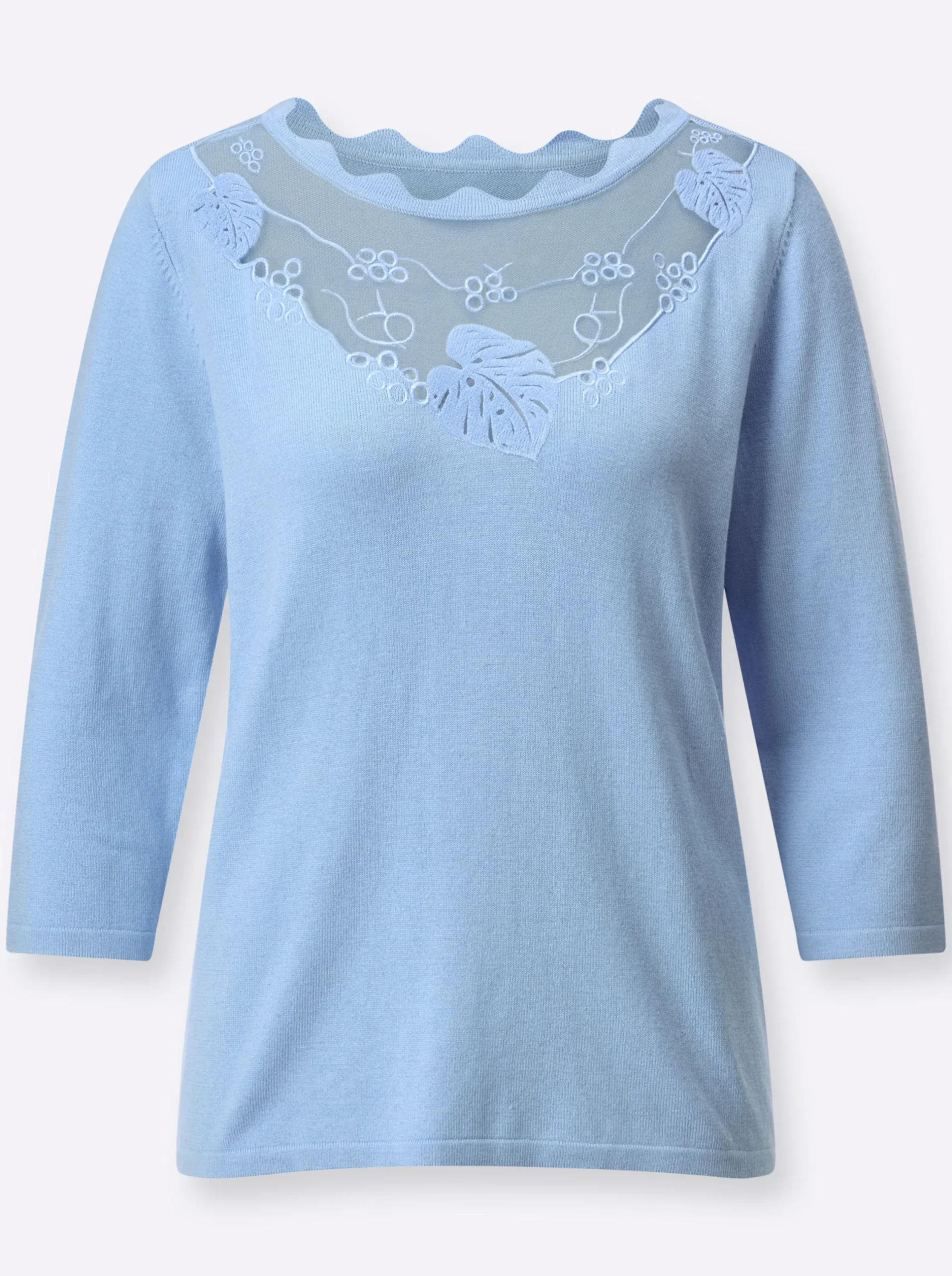 Pullover| Feinstrickpullover mit Viskose in ECOVERO-Qualität eisblau