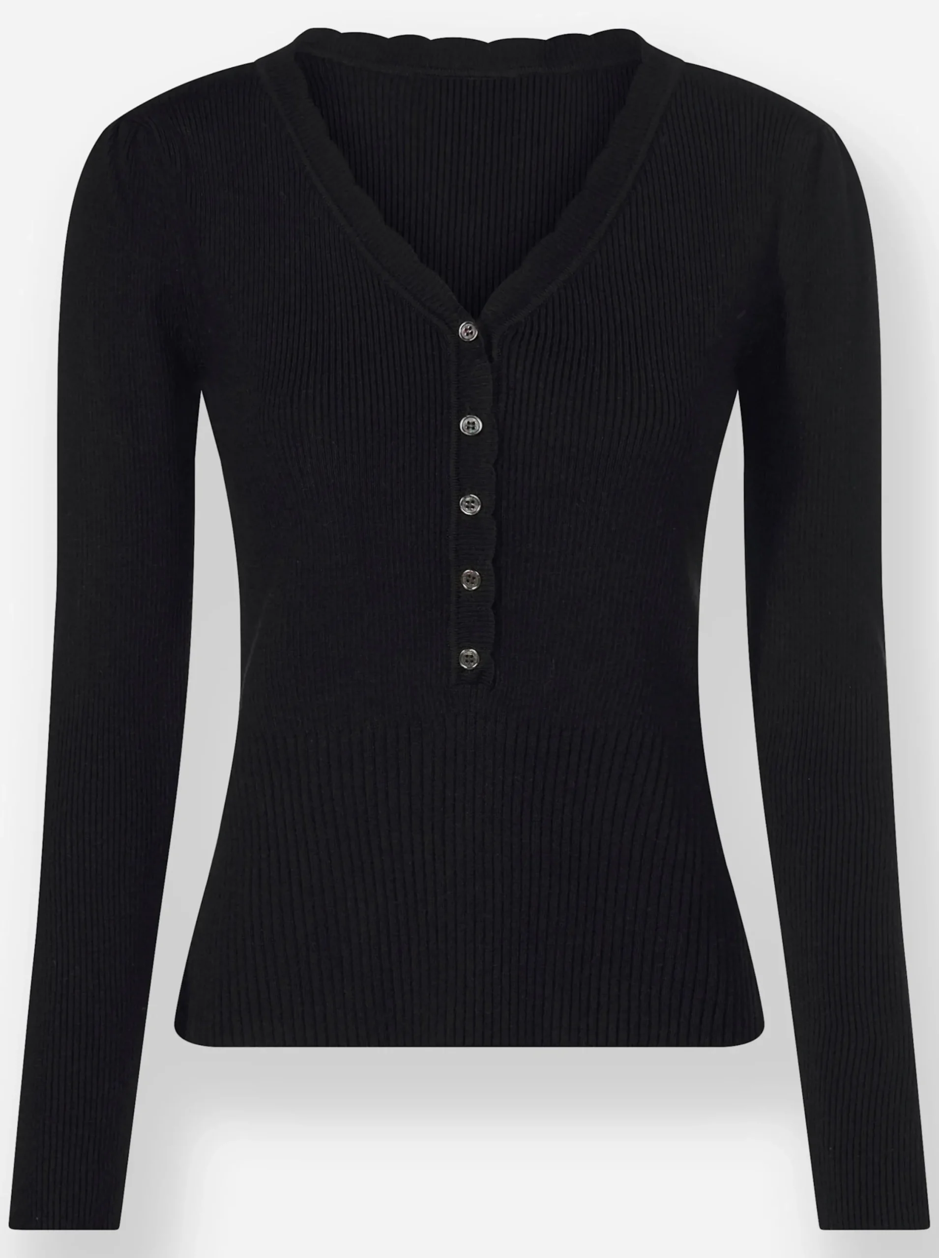 Pullover|heine Feinstrickpullover mit Wellenkante schwarz