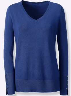 Pullover|heine Feinstrickpullover mit Ziernieten am Ärmel royalblau
