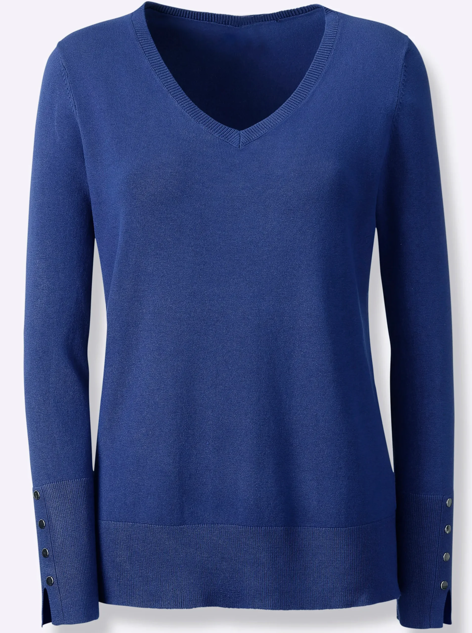 Pullover|heine Feinstrickpullover mit Ziernieten am Ärmel royalblau