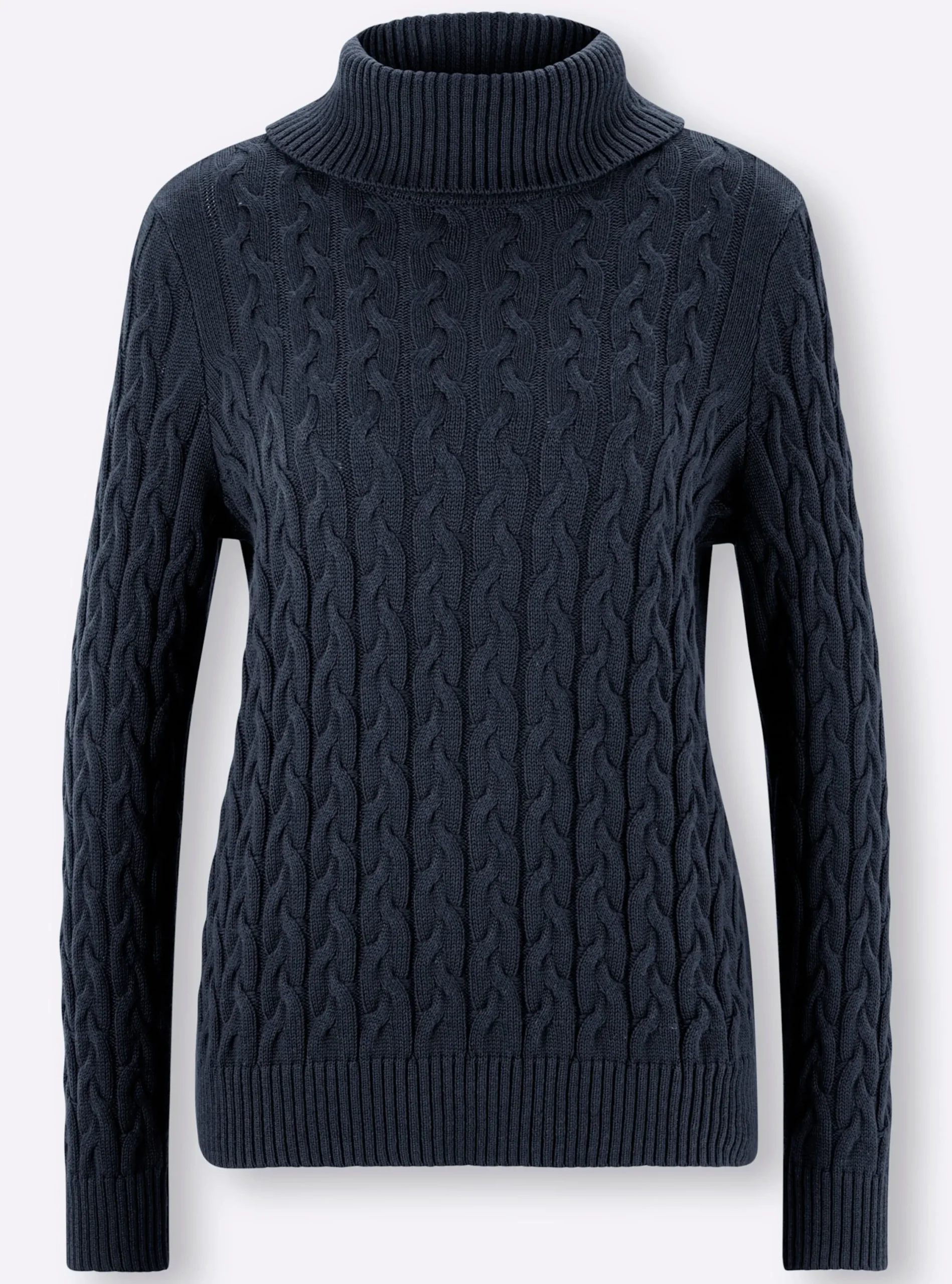 Pullover|heine Feinstrickpullover mit Zopfmuster marine
