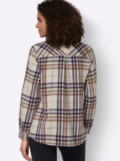 Blusen| Flanellbluse mit mehrfarbigem Webkaro orchidee-elfenbein-kariert