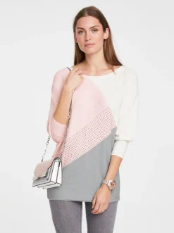 Pullover|heine Fledermauspullover in Feinstrick-Qualität graumeliert-rose