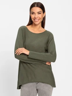 Pullover|heine Fledermauspullover mit asymmetrischem Saum khaki