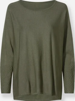 Pullover|heine Fledermauspullover mit asymmetrischem Saum khaki