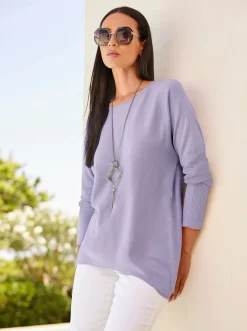 Pullover|heine Fledermauspullover mit asymmetrischem Saum flieder